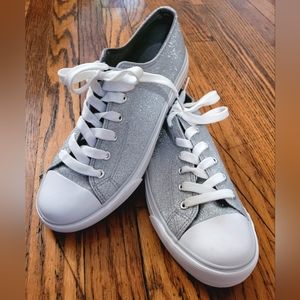 New Silver Glitter Sneakers Size 8